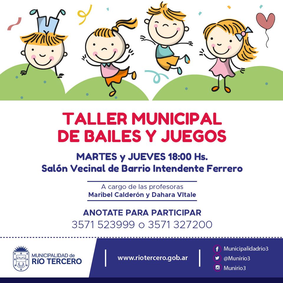 INSCRIPCIONES ABIERTAS PARA EL TALLER MUNICIPAL DE BAILES Y JUEGOS