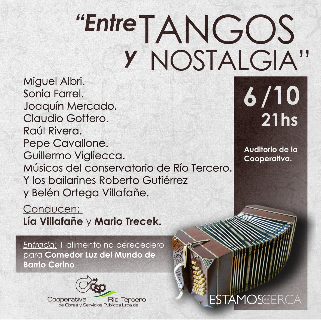 ENTRE TANGOS Y NOSTALGIA CON UNA PROPUESTA SOLIDARIA