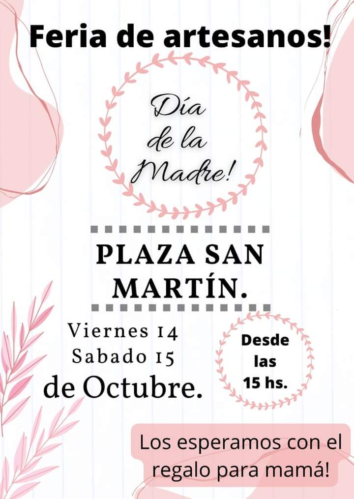 FERIA DE ARTESANOS HOY Y MAÑANA EN PLAZA SAN MARTÍN