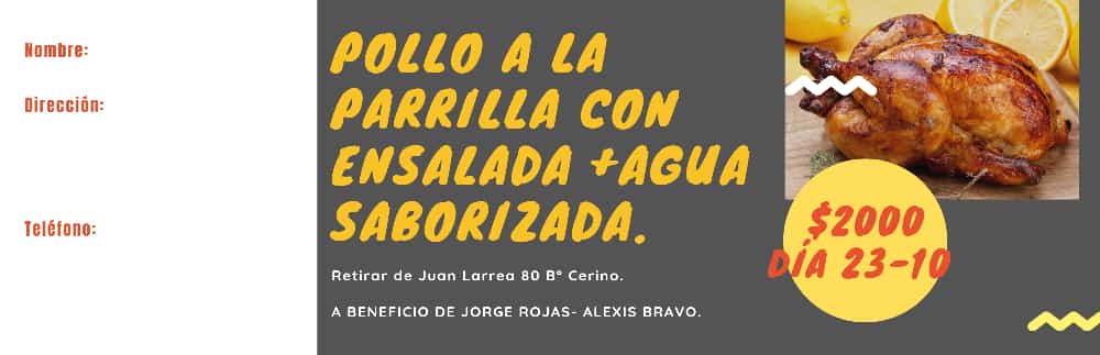 POLLADA ESTE DOMINGO A BENEFICIO DE ALEXIS BRAVO