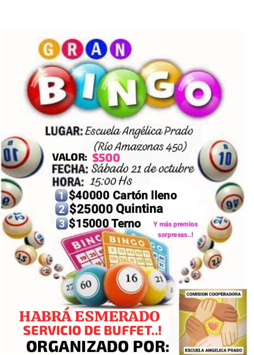 ESTE SÁBADO LA ESCUELA ANGÉLICA PRADO HARÁ UN BINGO PARA MEJORAR EL ESTABLECIMIENTO