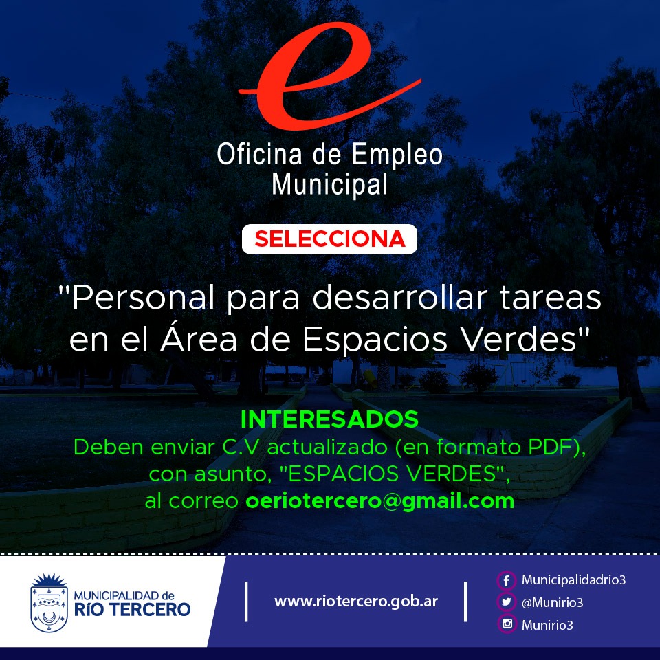EL MUNICIPIO SELECCIONA PERSONAL PARA EL ÁREA DE ESPACIOS VERDES