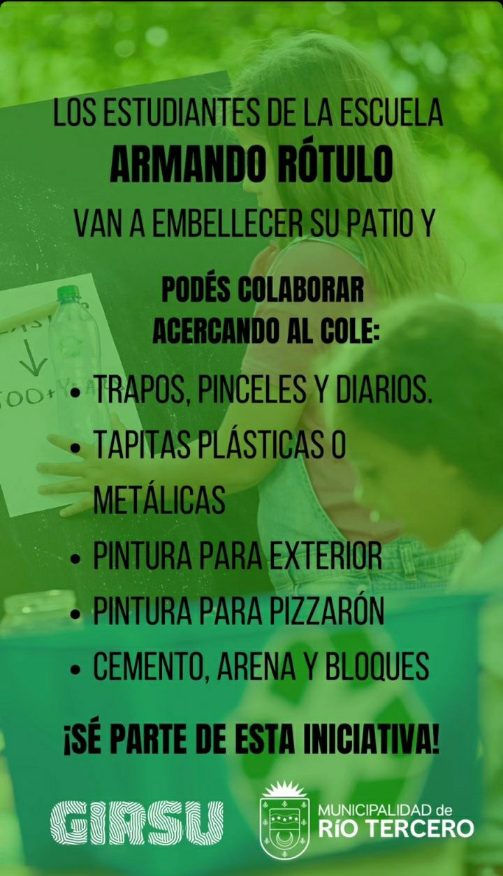 LA ESCUELA *ARMANDO RÓTULO*  EMBELLECERÁ SU PATIO TRASERO Y NECESITA COLABORACIÓN