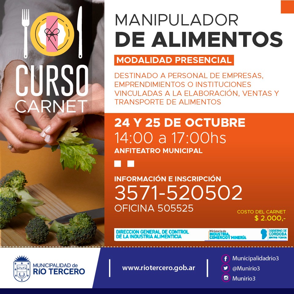 EL MUNICIPIO ABRE LAS INSCRIPCIONES PARA UN NUEVO CURSO DEL CARNET MANIPULADOR DE ALIMENTOS