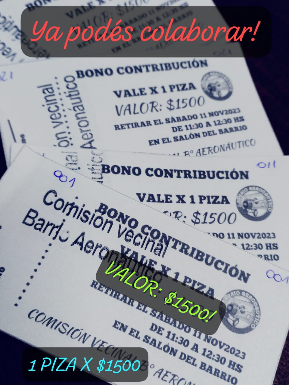 BARRIO AERONÁUTICO REALIZA UNA VENTA DE PIZAS PARA RECAUDAR FONDOS