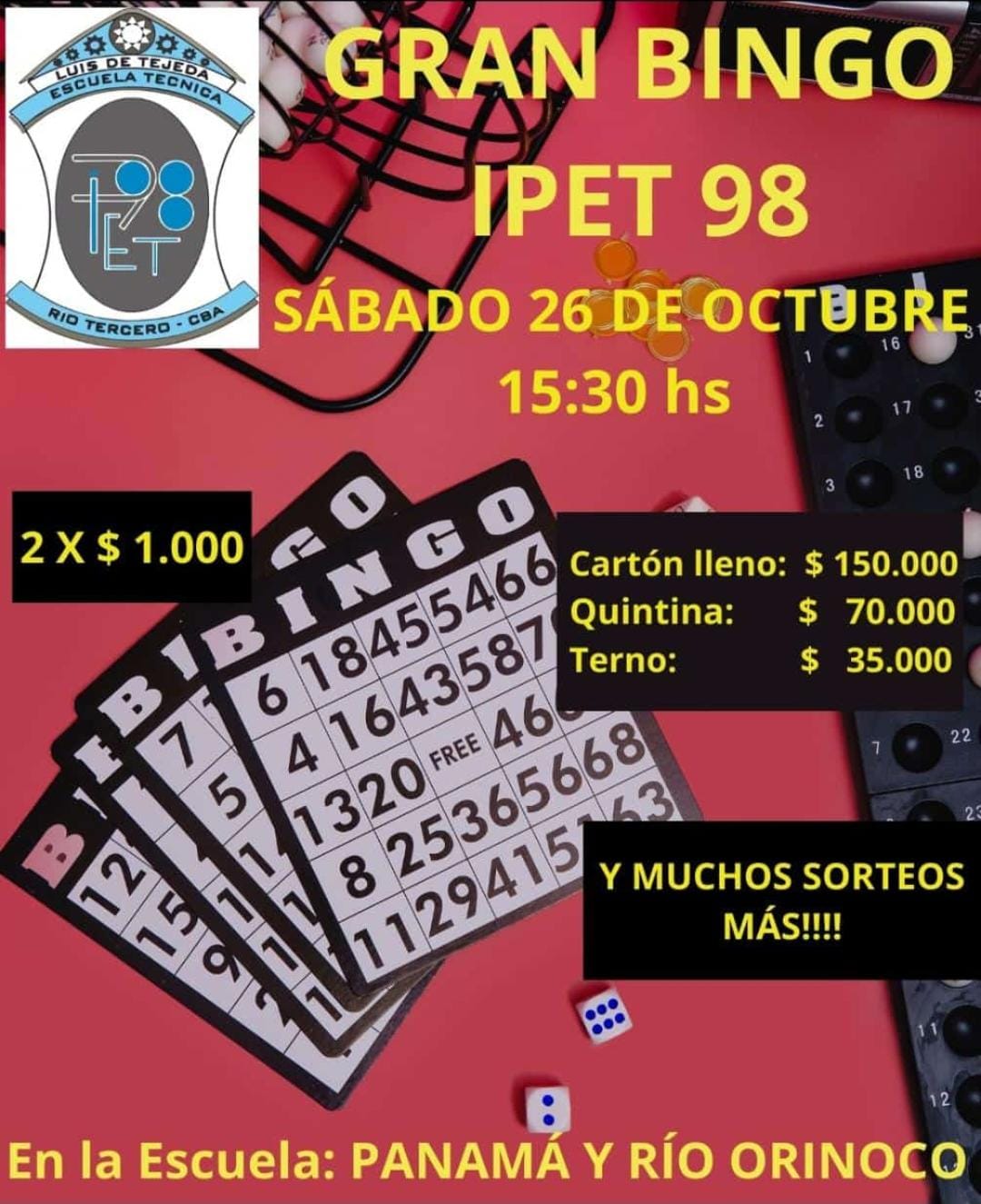 Gran Bingo en la Escuela *Luis de Tejeda* para cambiar los pizarrones