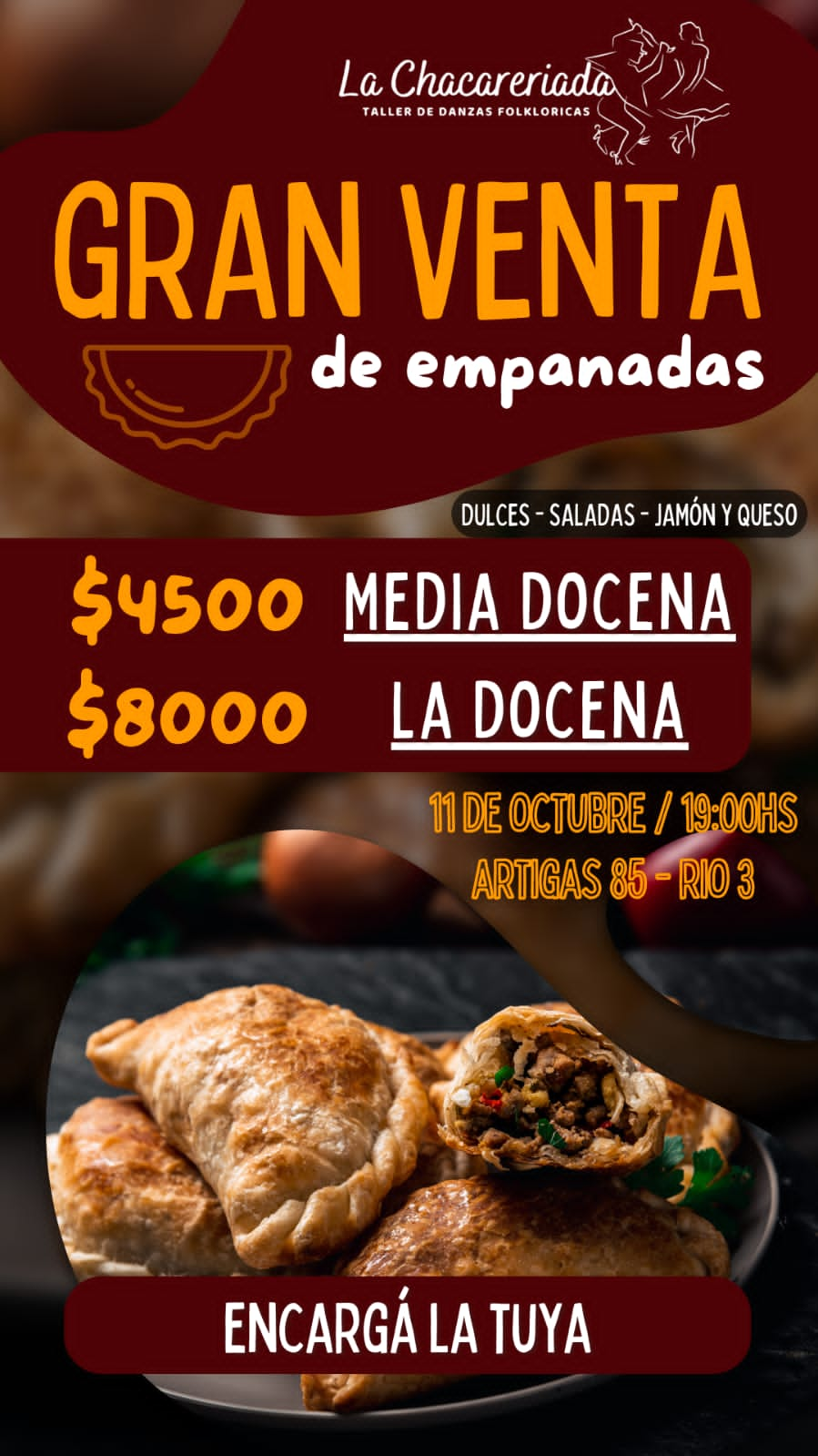 Gran venta de empanadas de La Chacareriada para recaudar fondos