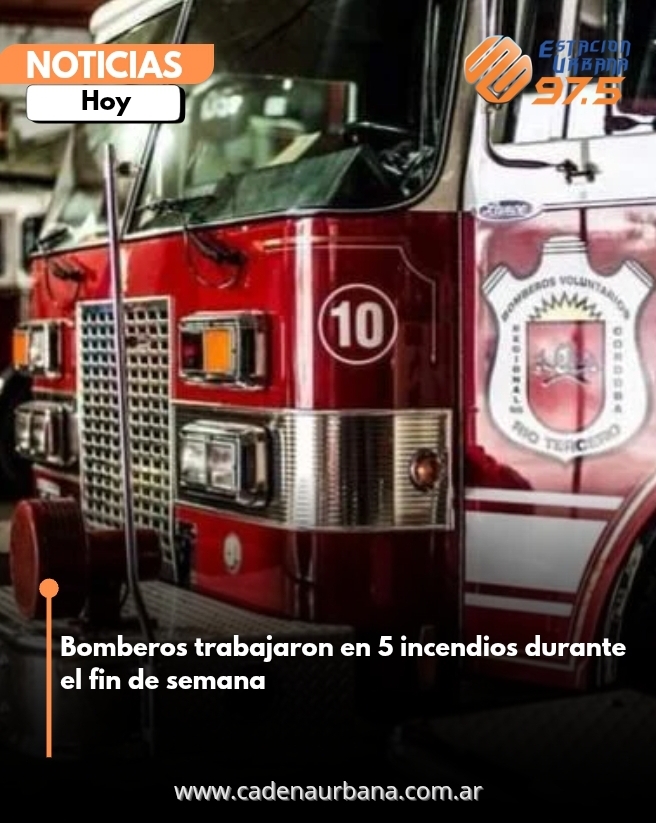 Bomberos trabajaron en 5 incendios durante el fin de semana