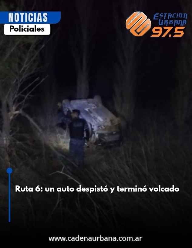 Ruta 6: un auto despistó y terminó volcado 