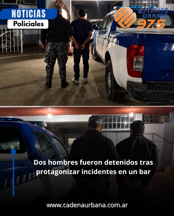 Dos hombres fueron detenidos tras protagonizar incidentes en un bar