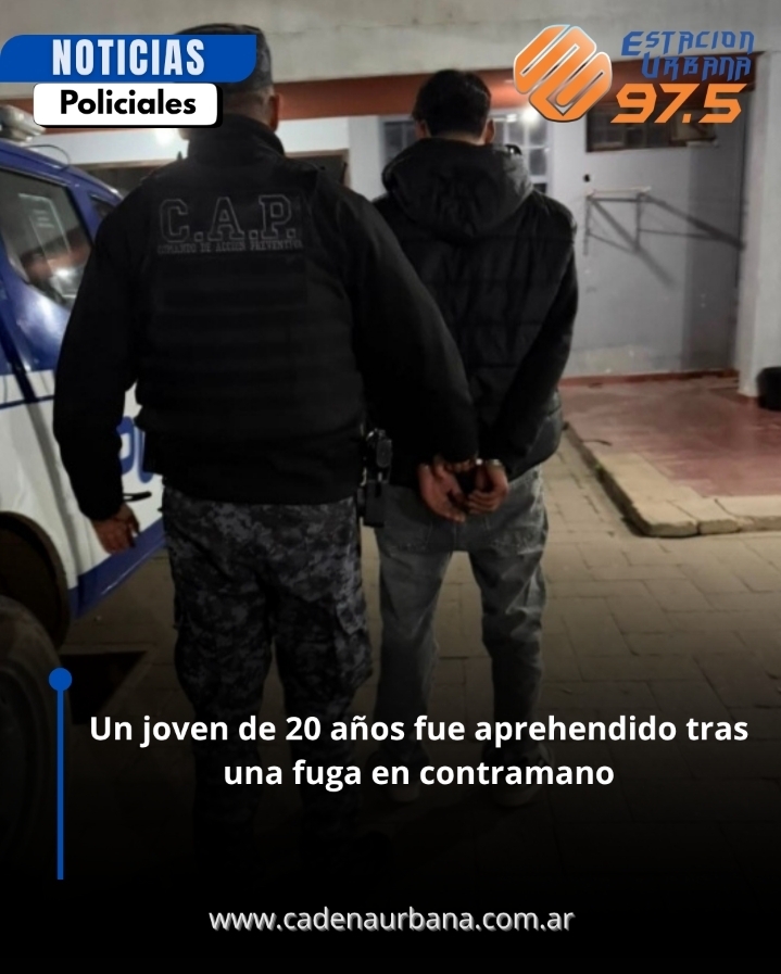 Un joven de 20 a&ntilde;os fue aprehendido tras una fuga en contramano