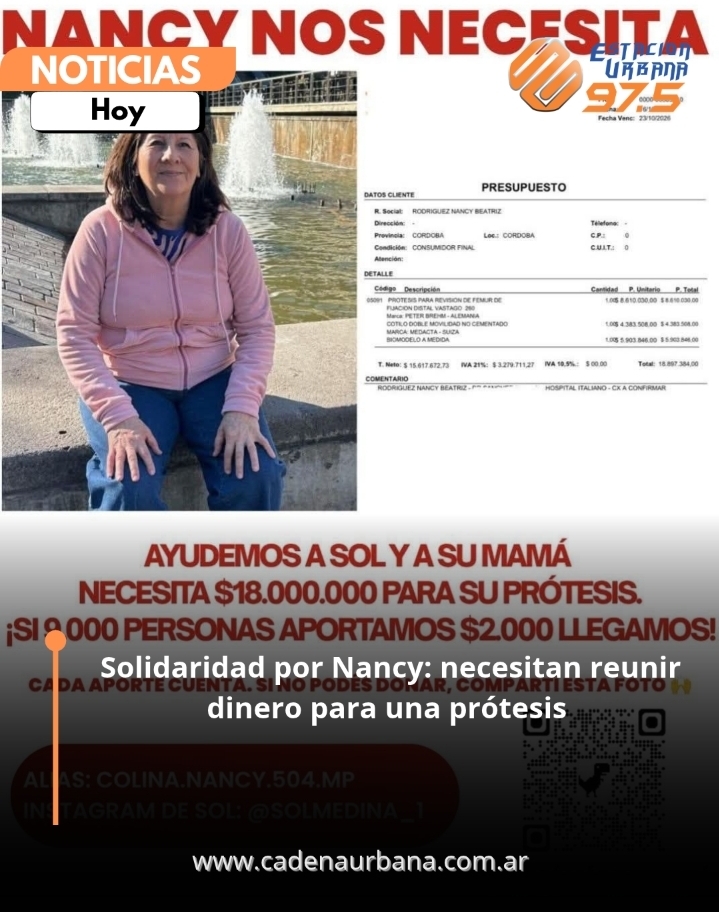 Solidaridad por Nancy: necesitan reunir dinero para una pr&oacute;tesis 