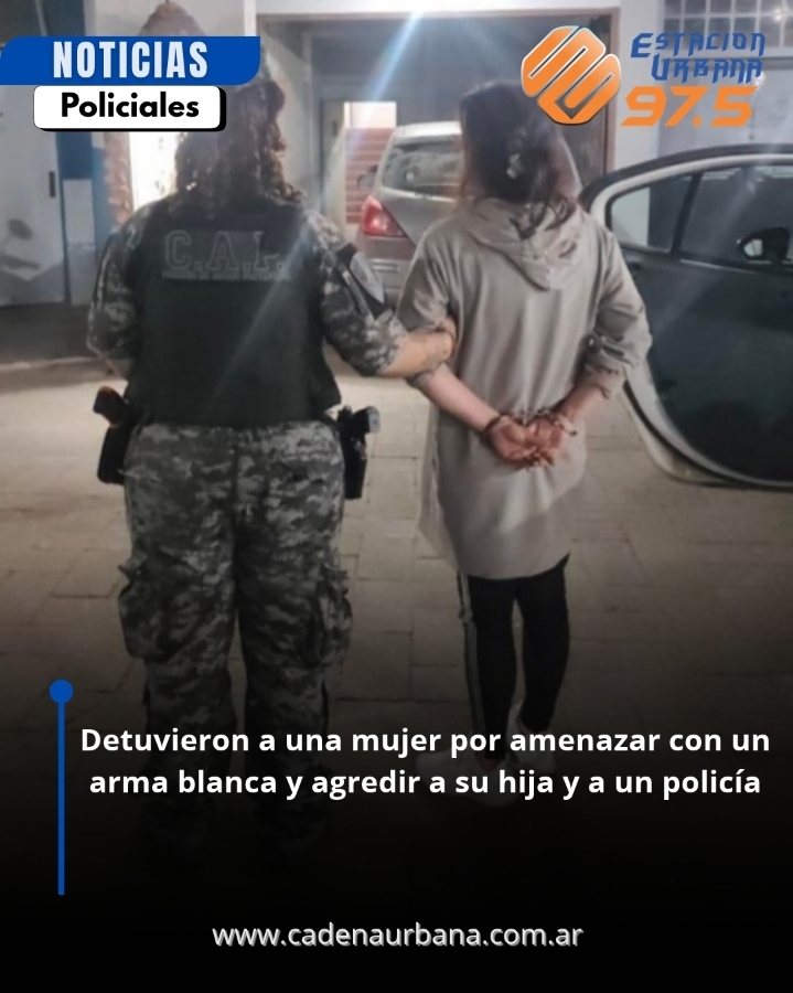 Detuvieron a una mujer por amenazar con un arma blanca y agredir a su hija y a un polic&iacute;a