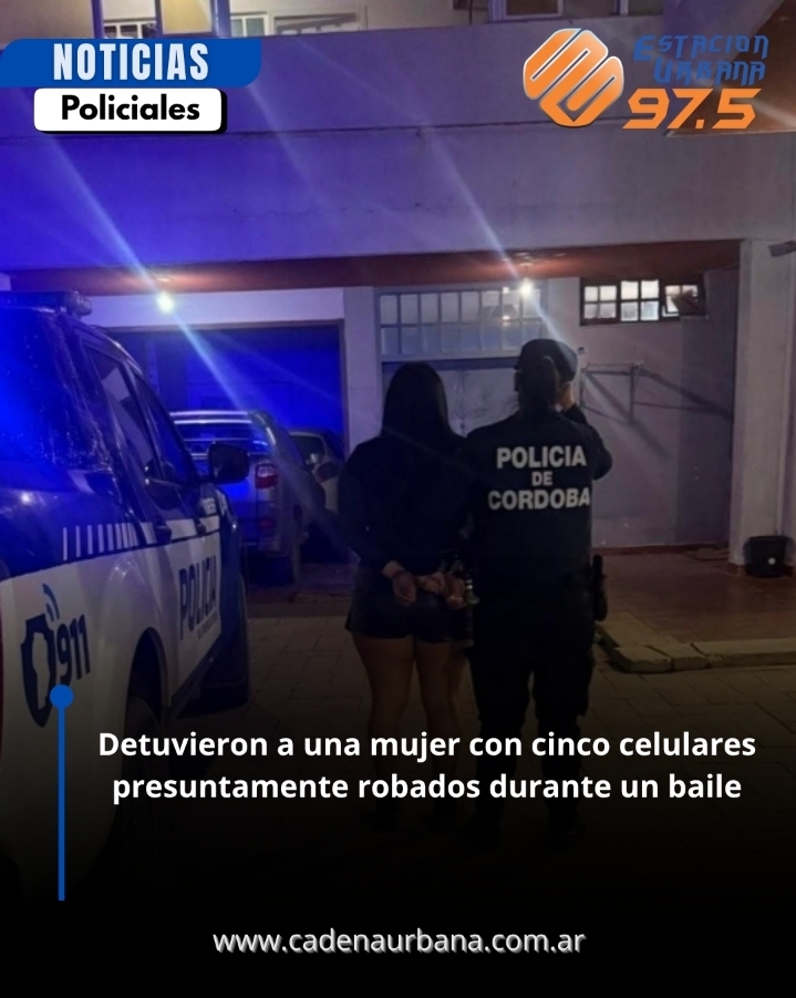 Detuvieron a una mujer con cinco celulares presuntamente robados durante un baile