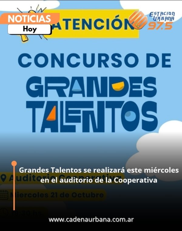 Grandes Talentos se realizar&aacute; este mi&eacute;rcoles en el auditorio de la Cooperativa