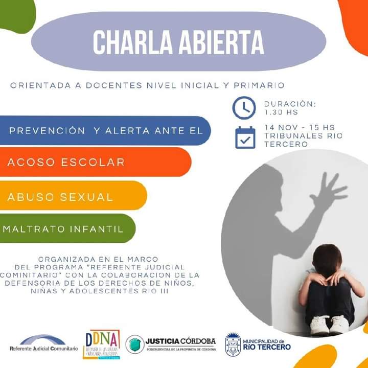 CHARLA SOBRE PREVENCIÓN Y AERTA ANTE EL ACOSO ESCOLAR, ABUSO SEXUAL Y MALTRATO INFANTIL