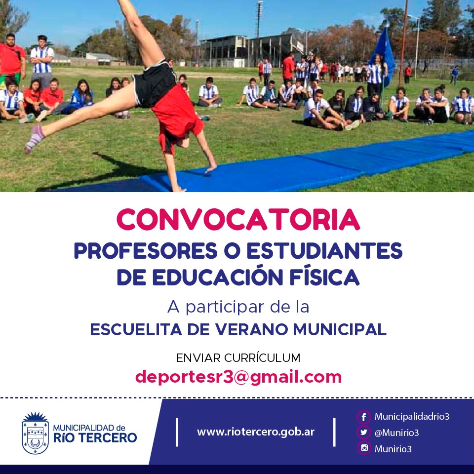 CONVOCATORIA ABIERTA PARA PROFESORES O ESTUDIANTES DE EDUCACIÓN FÍSICA 