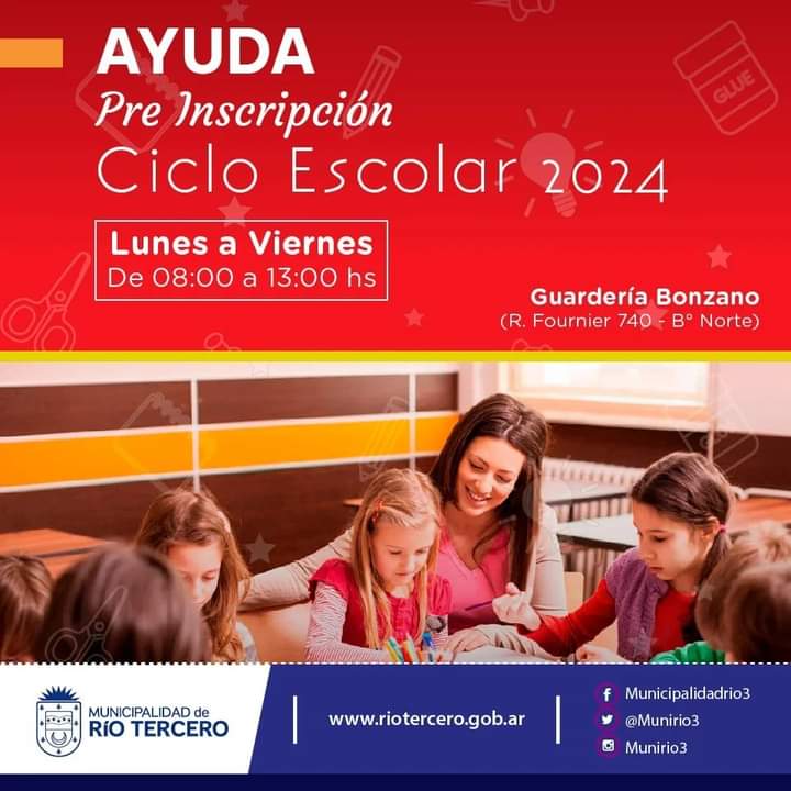 EL MUNICIPIO BRINDA AYUDA PARA REALIZAR LA PRE-INSCRIPCIÓN AL CICLO LECTIVO 2024