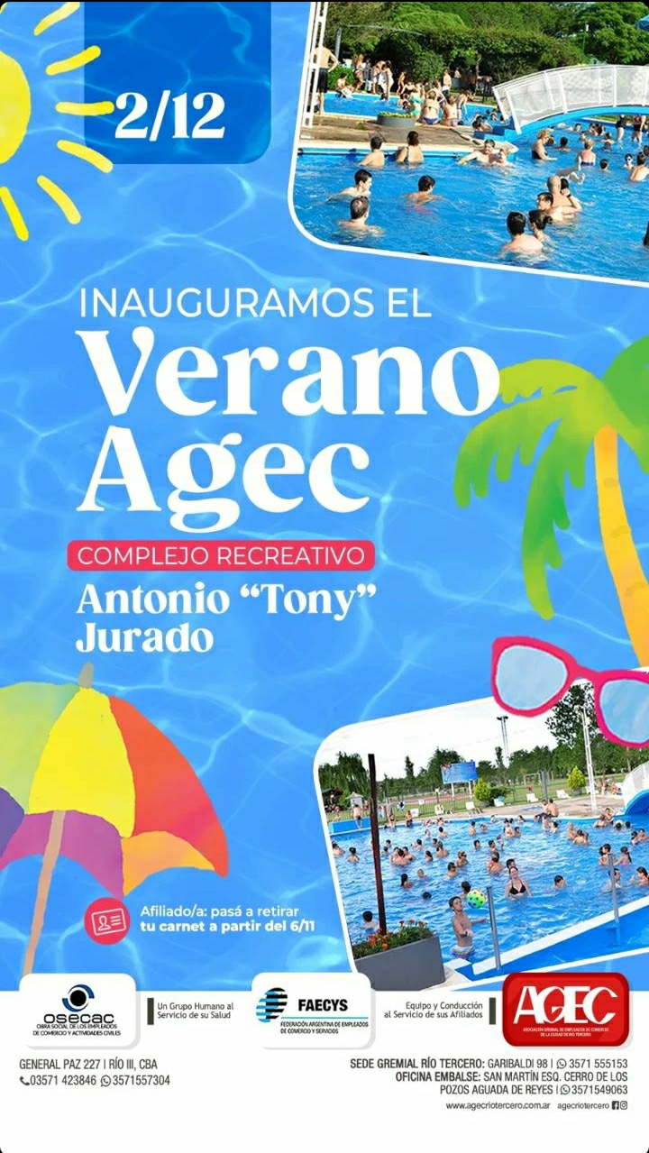 AGEC INICIA SU TEMPORADA DE VERANO EL SÁBADO 2 DE DICIEMBRE