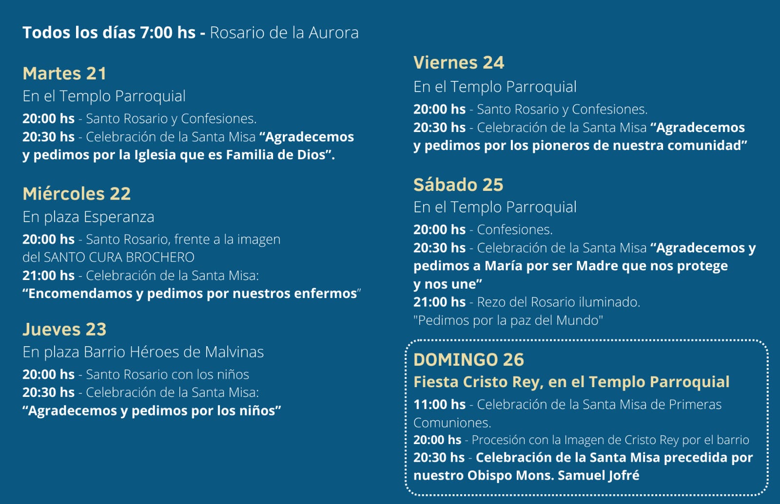 FIESTAS PATRONALES EN LA PARROQUIA CRISTO REY