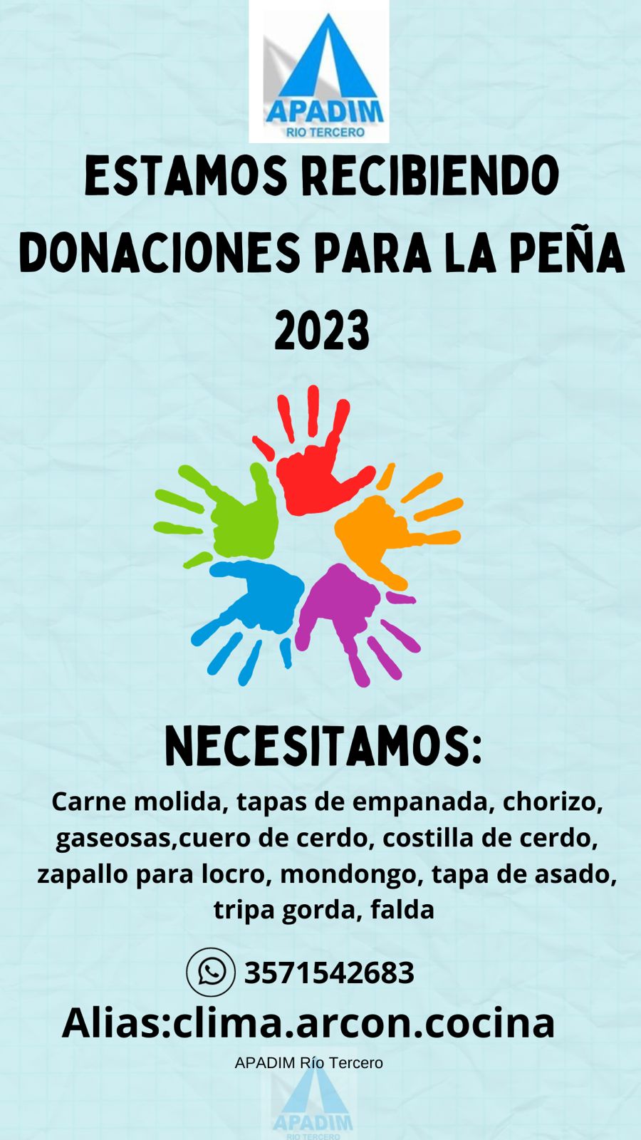 APADIM ORGANIZA SU PEÑA DE CIERRE DE AÑO Y NECESITA LA COLABORACIÓN DE TODOS