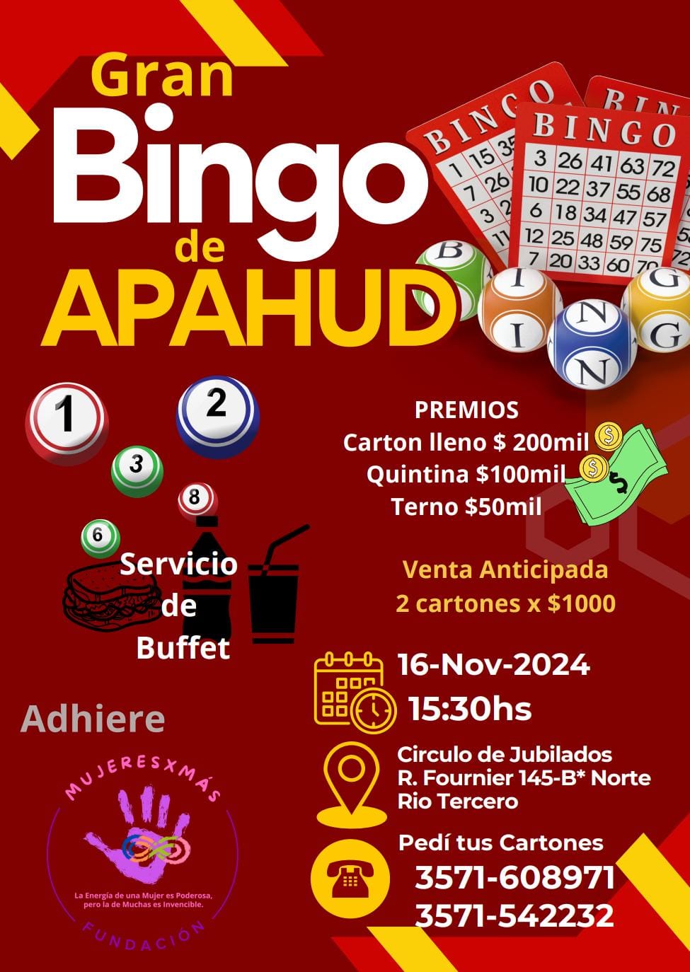 Apahud realiza el próximo sábado un gran bingo.