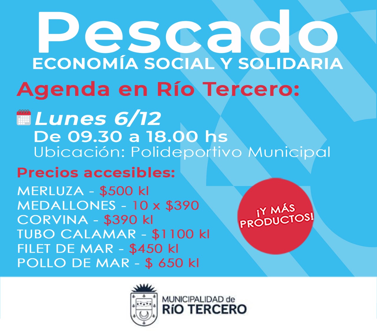 EL PLAN NACIONAL DE FERIAS LLEGA A RÍO TERCERO CON VARIEDAD DE PESCADO