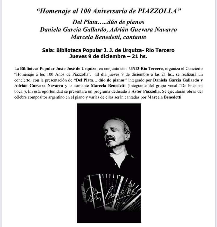 HOMENAJE A LOS 100 AÑOS DEL NATALICIO DE PIAZZOLLA EN LA BIBLIOTECA