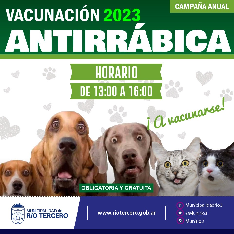 EL MUNICIPIO INFORMA EL CRONOGRAMA DE LA CAMPAÑA VACUNACIÓN ANTIRRÁBICA