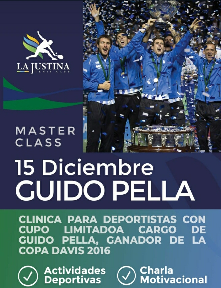 EL TENISTA GUIDO PELLA BRINDARÁ ESTE VIERNES UNA CLÍNICA PARA DEPORTISTAS Y UNA EXHIBICIÓN