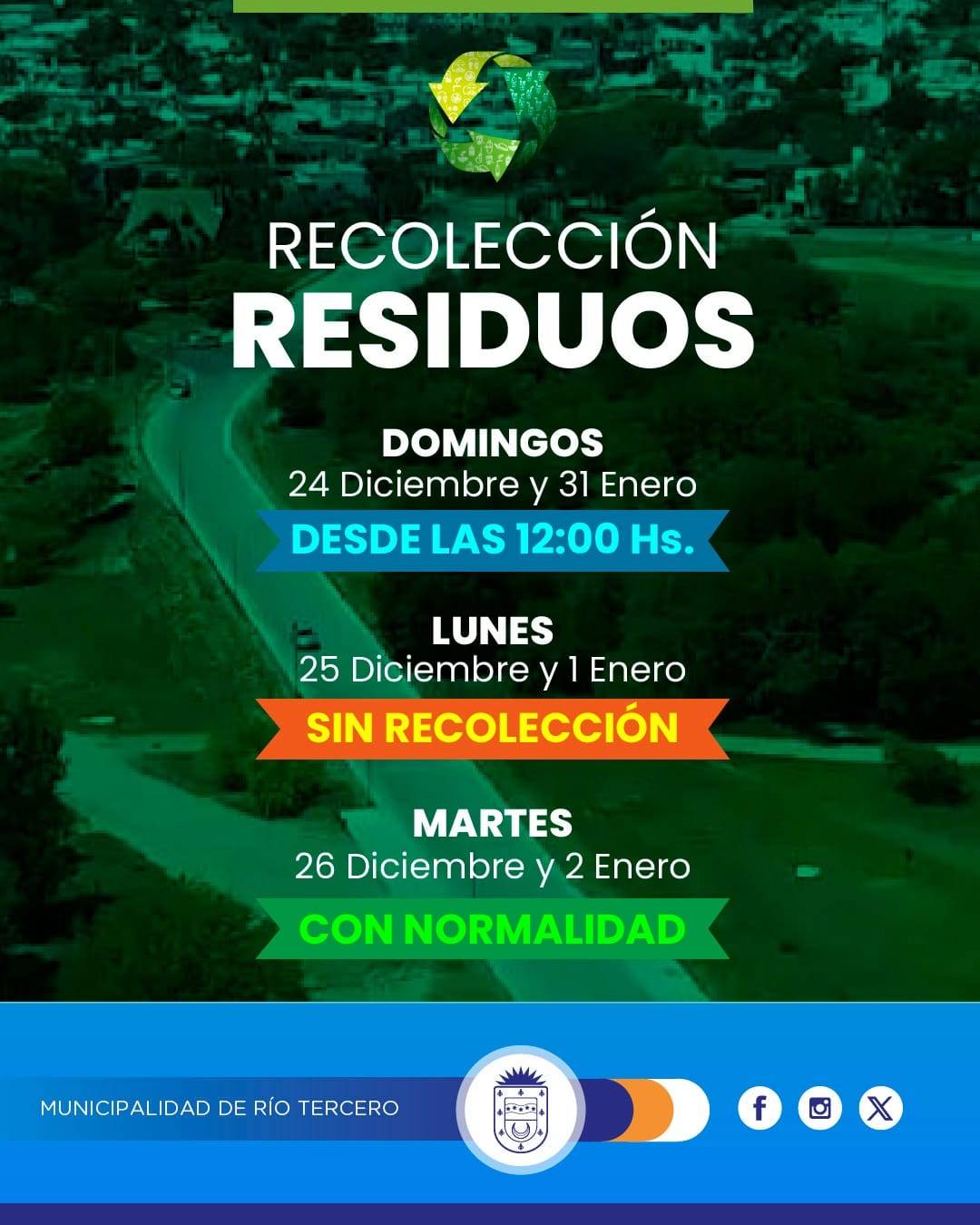 EL MUNICIPIO INFORMÓ COMO SERÁ LA RECOLECCIÓN DE RESIDUOS EN ESTA NAVIDAD