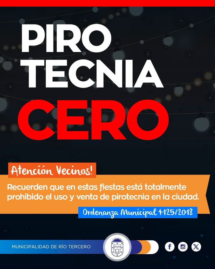 Río Tercero refuerza su compromiso con la prohibición de la pirotecnia