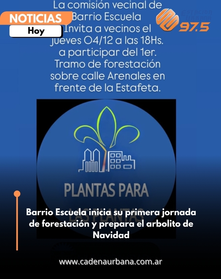 Barrio Escuela inicia su primera jornada de forestación y prepara el arbolito de Navidad