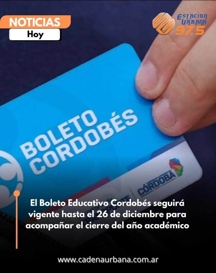 El Boleto Educativo Cordobés seguirá vigente hasta el 26 de diciembre para acompañar el cierre del año académico