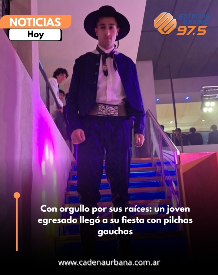 Con orgullo por sus raíces: un joven egresado llegó a su fiesta con pilchas gauchas